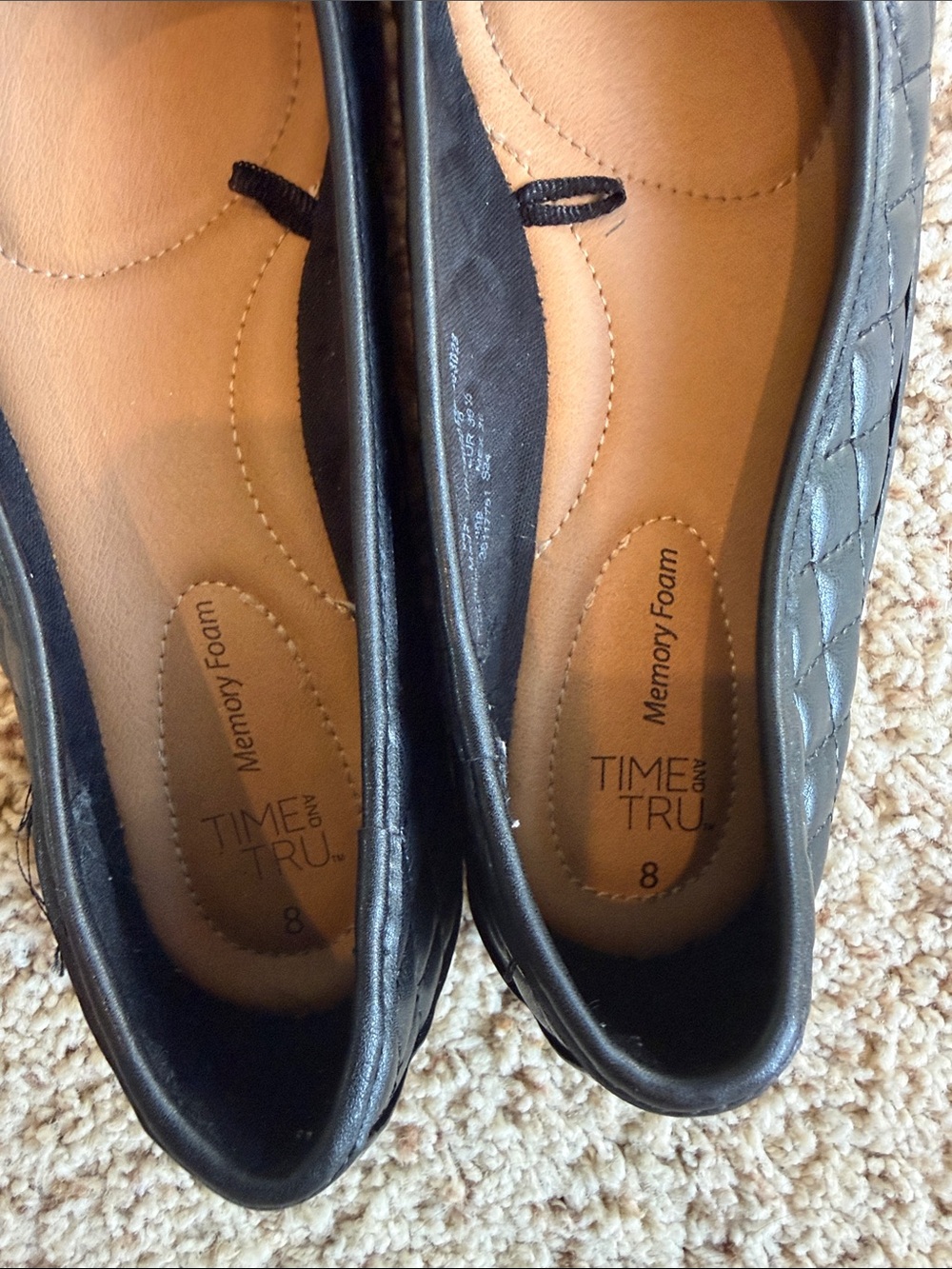 Time and Tru Black Quilted Ballet Flats - 8 - Picture 2 of 4